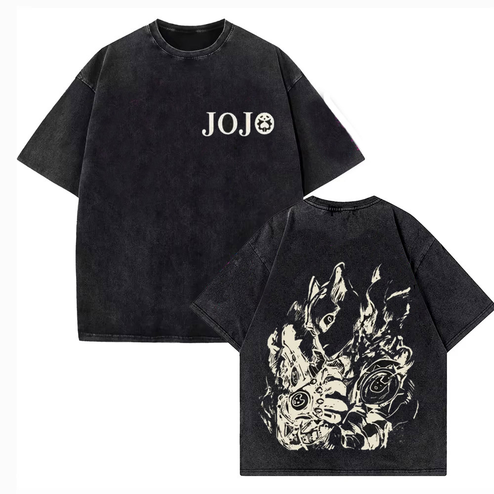 Jojo Anime Merchandise - Vintage Washed TShirt Men JoJo Bizarre