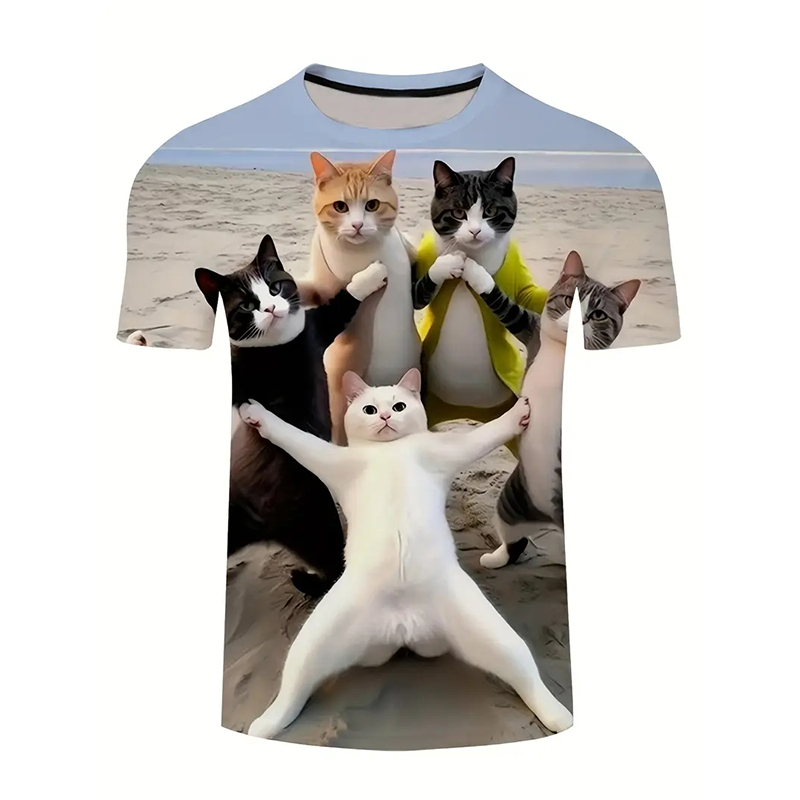 Cat Pattern Funny T-shirt Men' - Popular Anime Merchandise ulasan dan harga